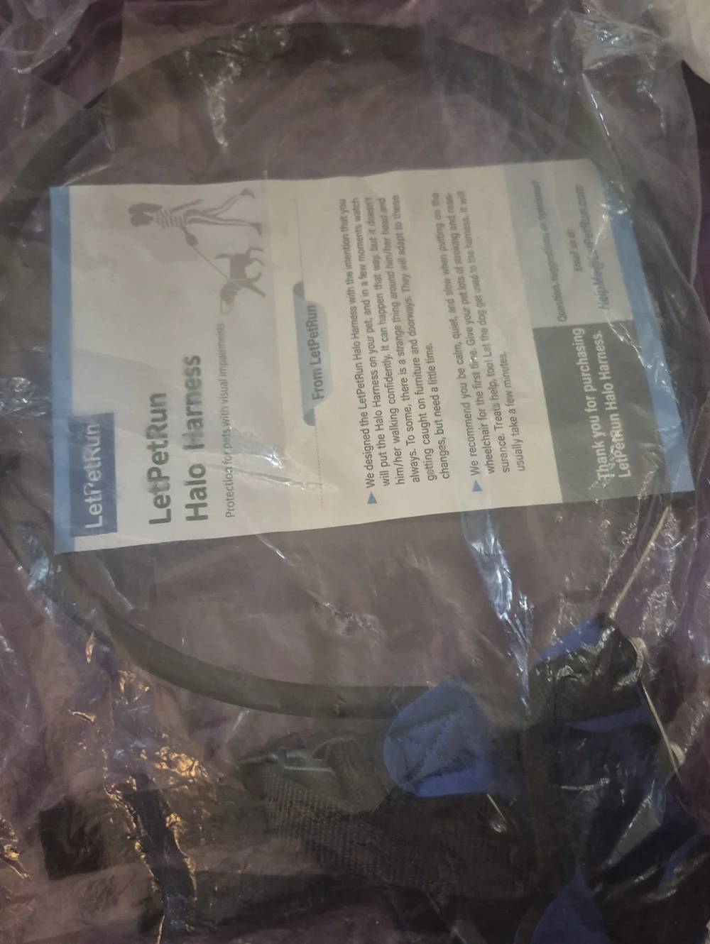 Blind Dog Harness with Protective Halo Ring, Adjustable Protective Collar XXS